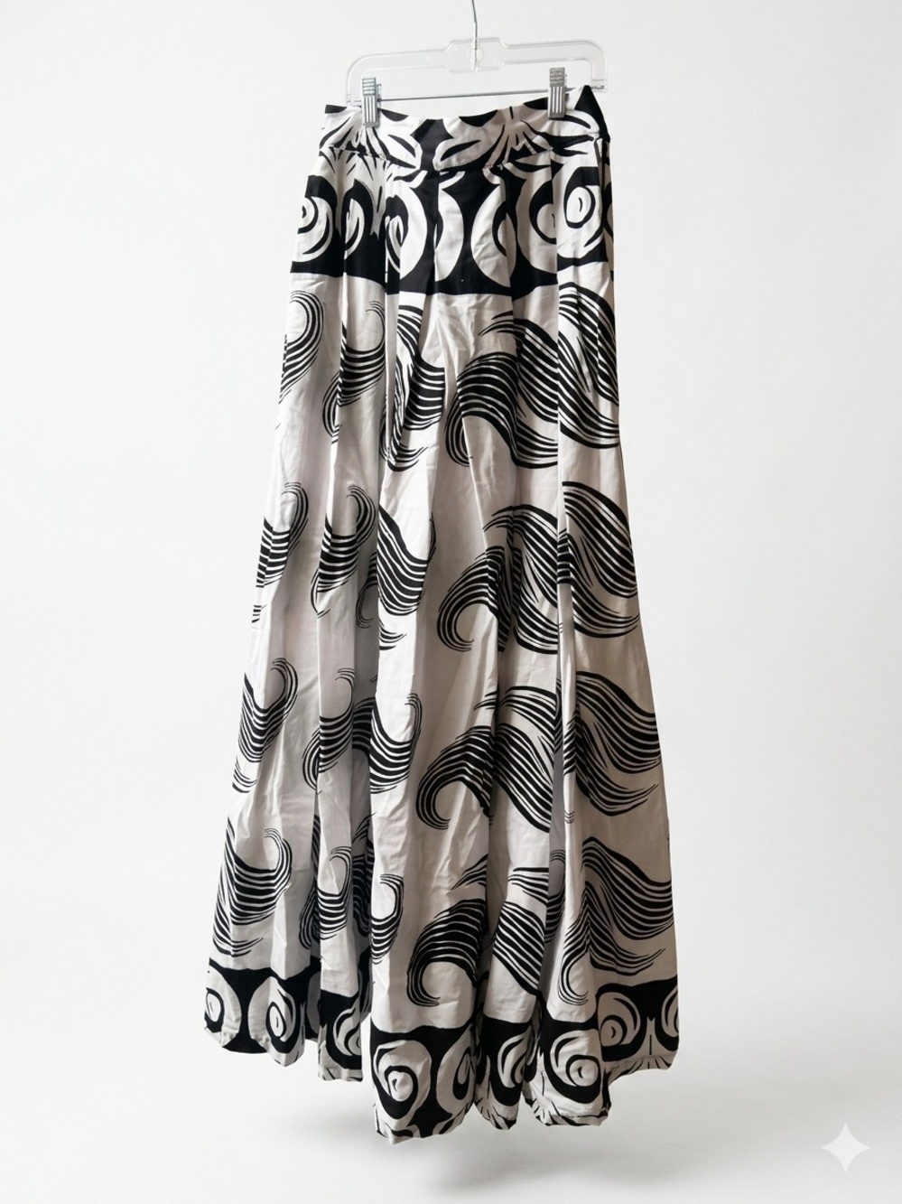 Francis + Benedict African Wax Print Maxi Skirt Black White Geometric M